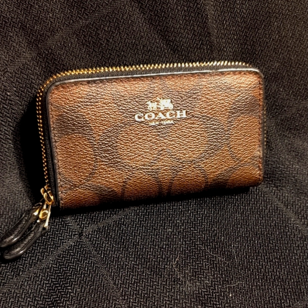 Coach double zip small wallet